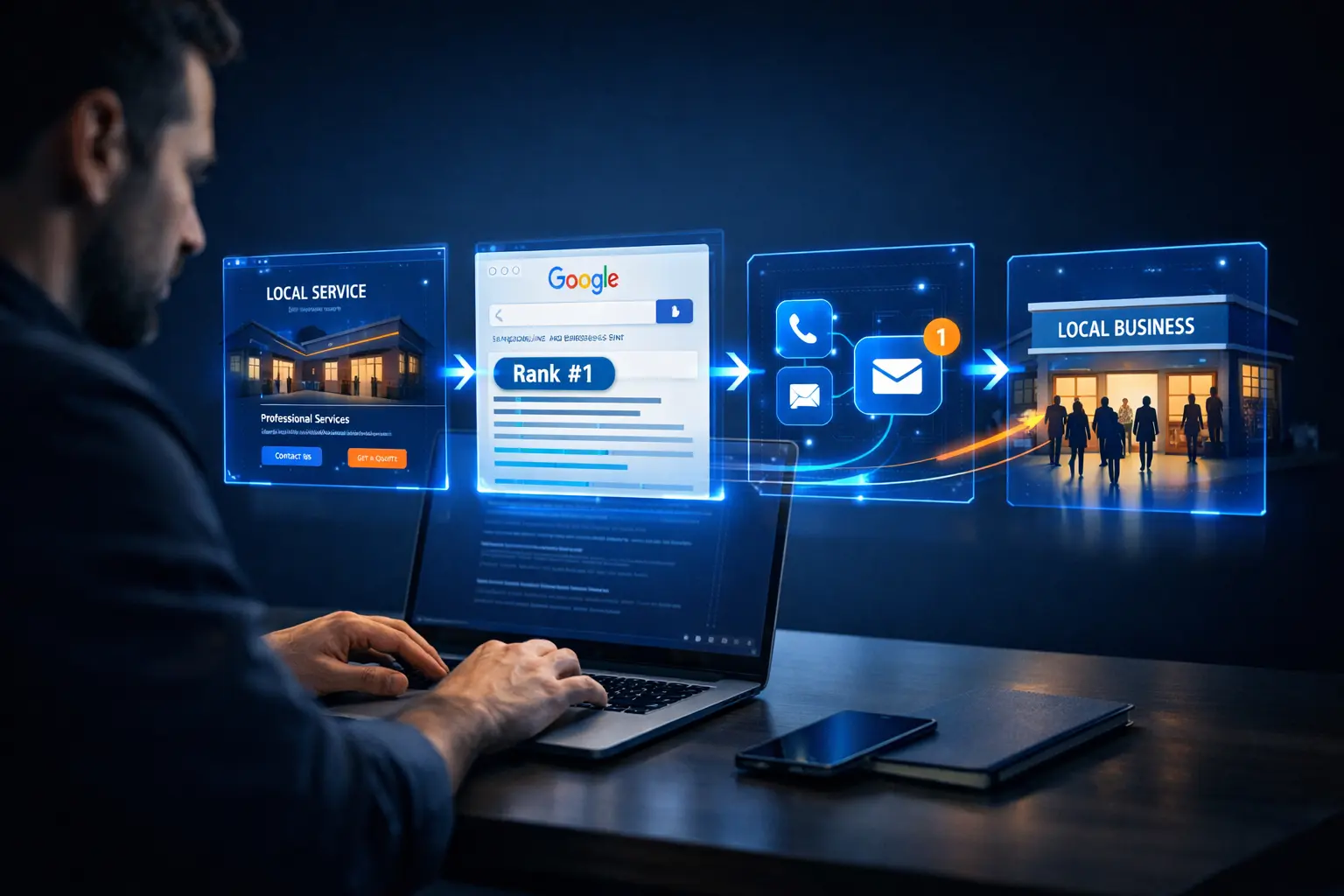 proceso de como funciona rank and rent generando clientes desde google